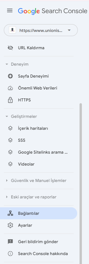 Google search console bağlantı kontrolü